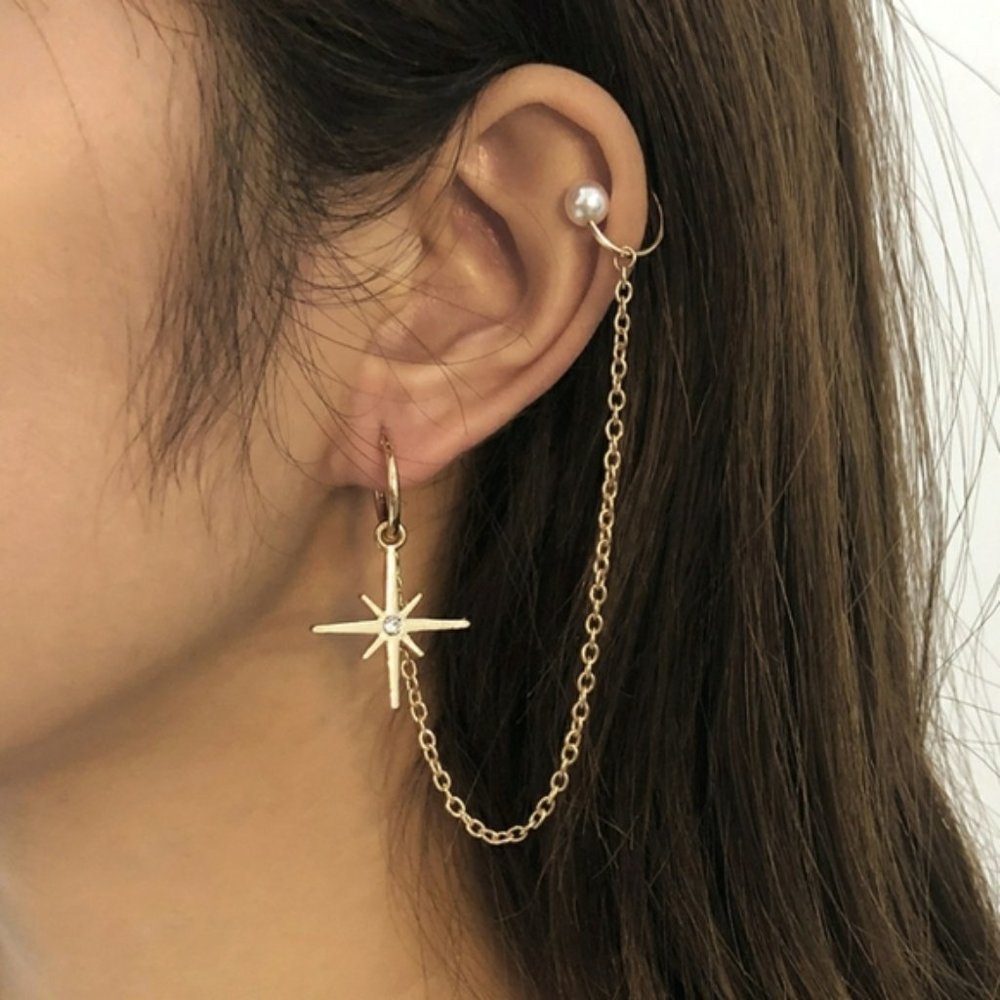 📢 4/$15 North Star Chain Ear Cuff